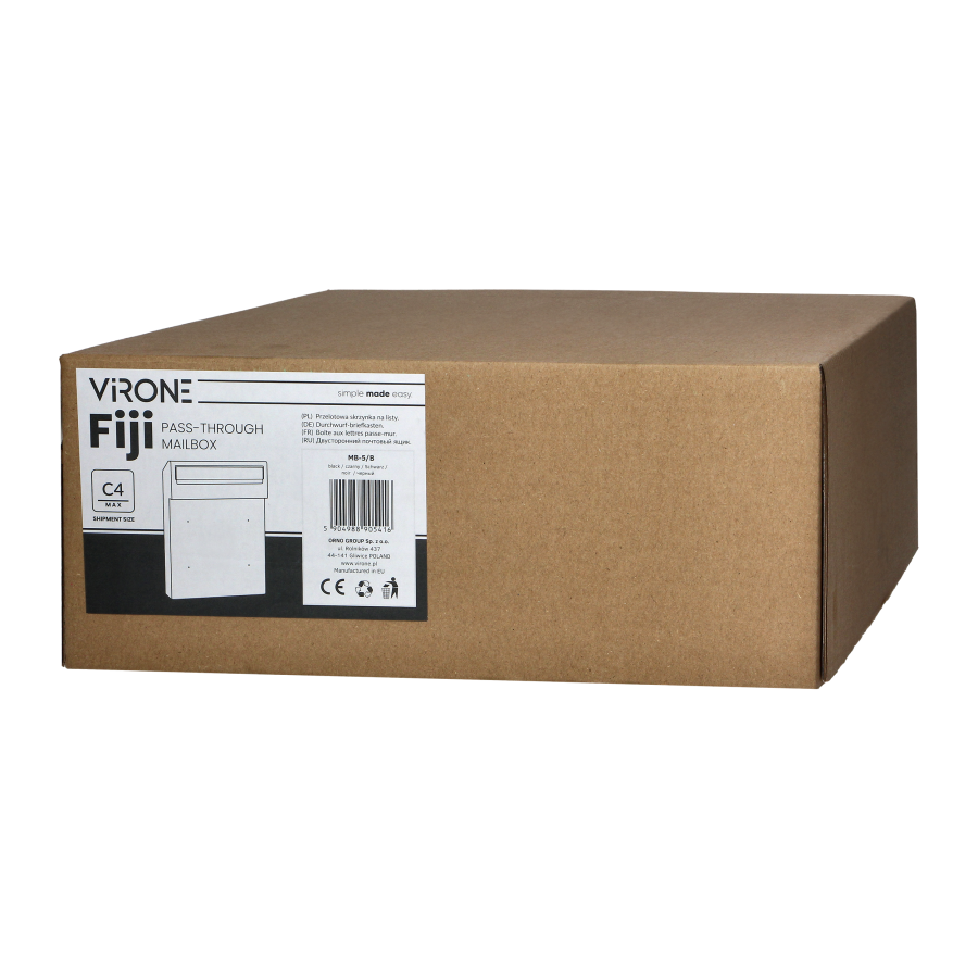 FIJI pass-through mailbox with cylinder lock, black